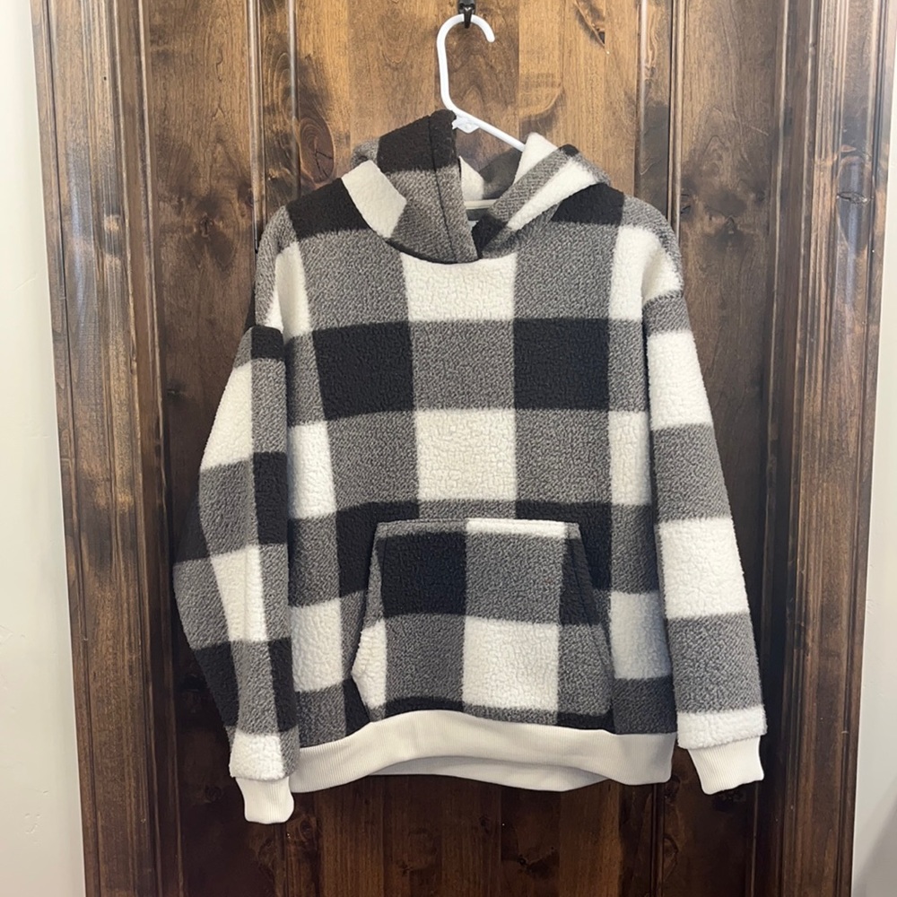 AMERICAN EAGLE PLAID SHERPA SWEATSHIRT